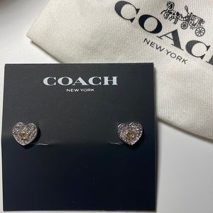 Coach Heart Shaped Studded Earrings
